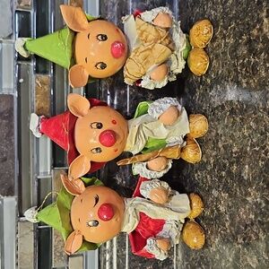 Vintage Paper Mache Elves Set Of 3